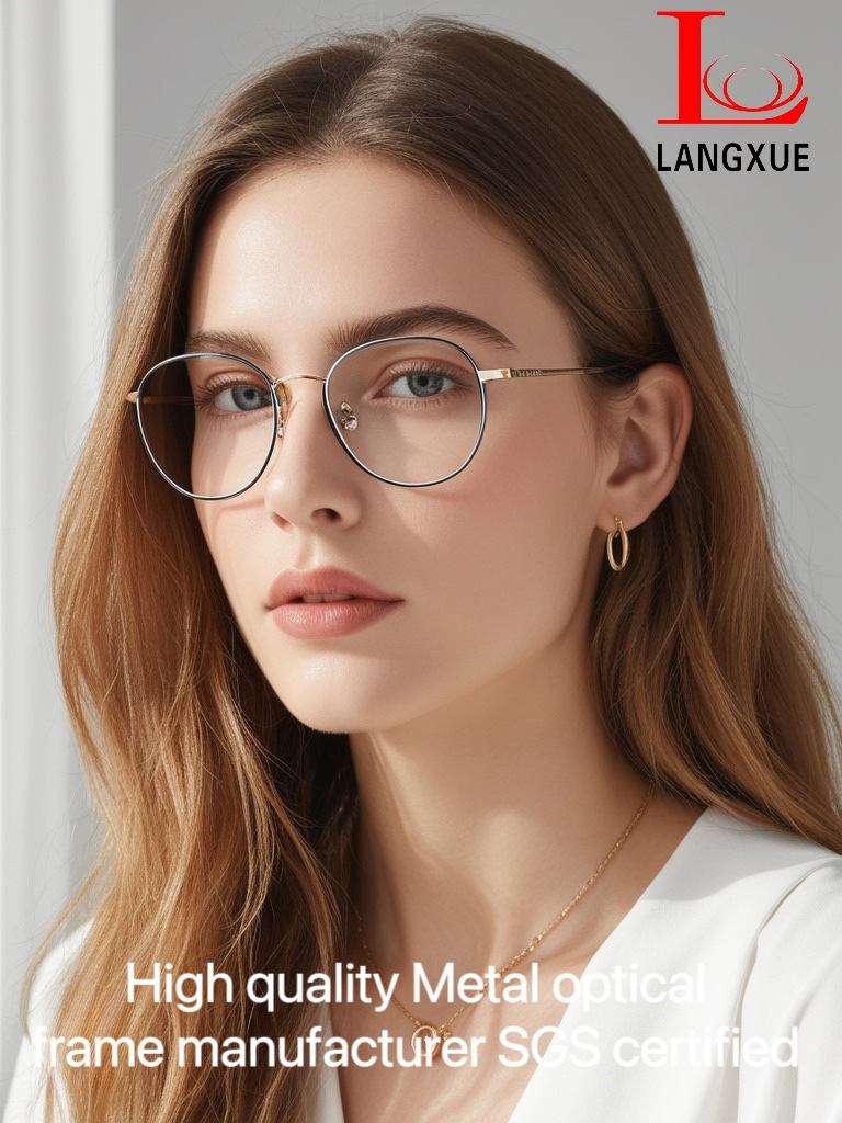 Customized High Quality Newest Fashion Trendy Metal Titanium UV400 Optical Glasses Frame Women Designer Eyeglasses Frame Anti Blue Light Eye Glasses