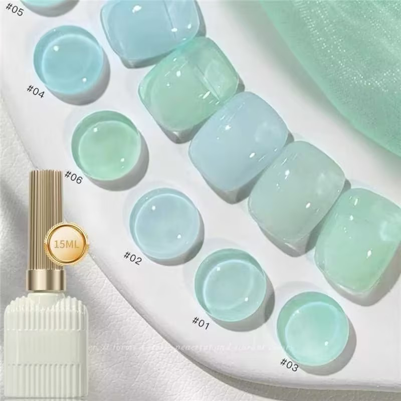 2025 Spring Summer Transparent Mint Green Collection Long-Lasting UV Gel Polish