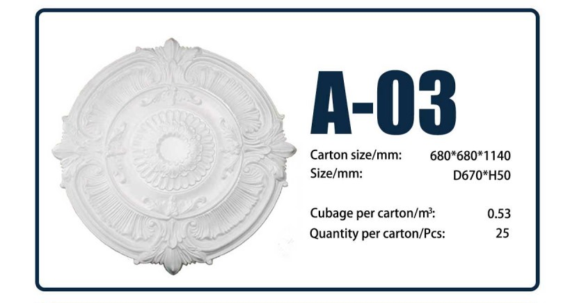 Polystyrene White Rosette Designs EPS Foam Carved Ceiling Rose Medallion for Home Decoration