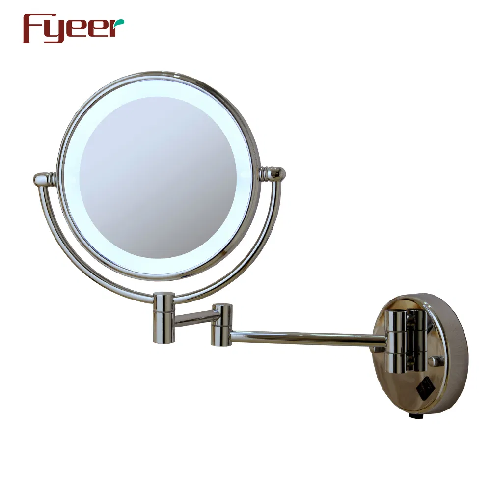 Fyeer Factory Price Ultra Thin Wall Mounted Foldable LED Bathroom Makeup Mirror