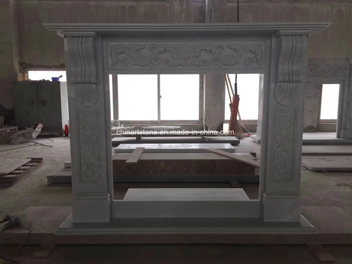 Wholesale Nature Beige and White Marble Fireplace