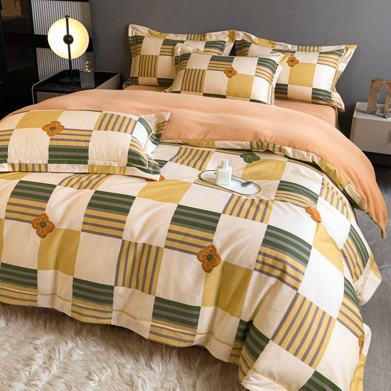 Sabanas Milk Fiber Quilt Cover Cotton Bed Sheet 4 PCS Bed Set