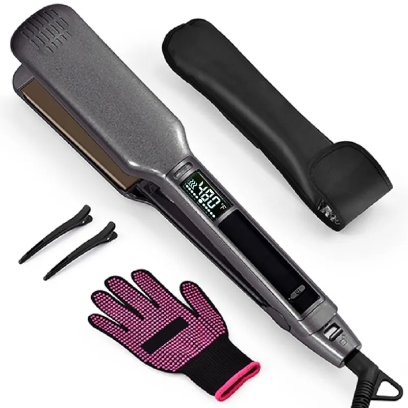 Excellent Quality 1.75 Width Titanium Hair Straightener Mch for Keratin Treatment Fast Heating Adjustable Temp Anti-Damage Portable for Sale