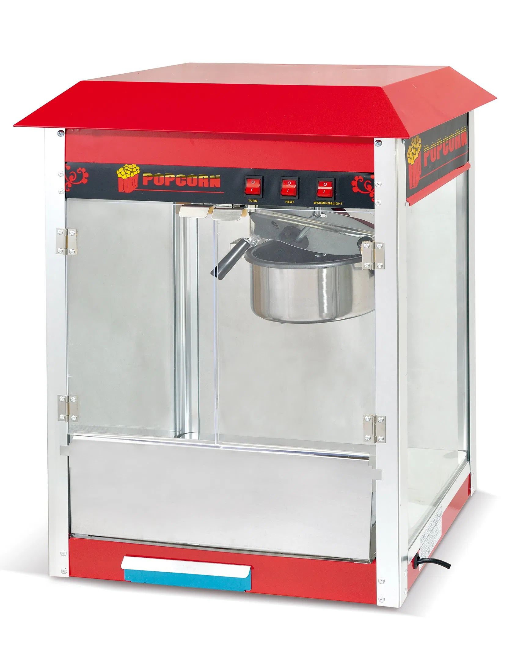 Commercial Popcorn Machine Cart for Industrial Gas Automatic Catering High Quality Standing Black Red Design Cart Easy to Operate with Wheels