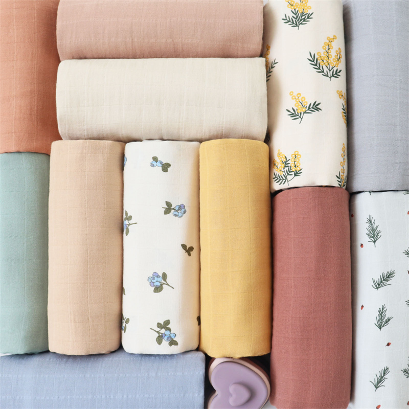 Solid Color Bamboo Cotton Muslin Blanket Baby Swaddle Blanket Baby Shading Cloth Muslin Swaddle
