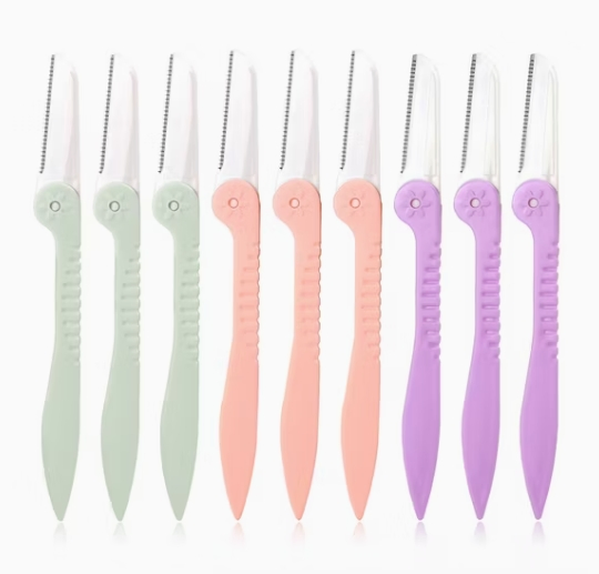 Precision Stainless Steel Eyebrow Trimmer with Ergonomic Foldable Handle