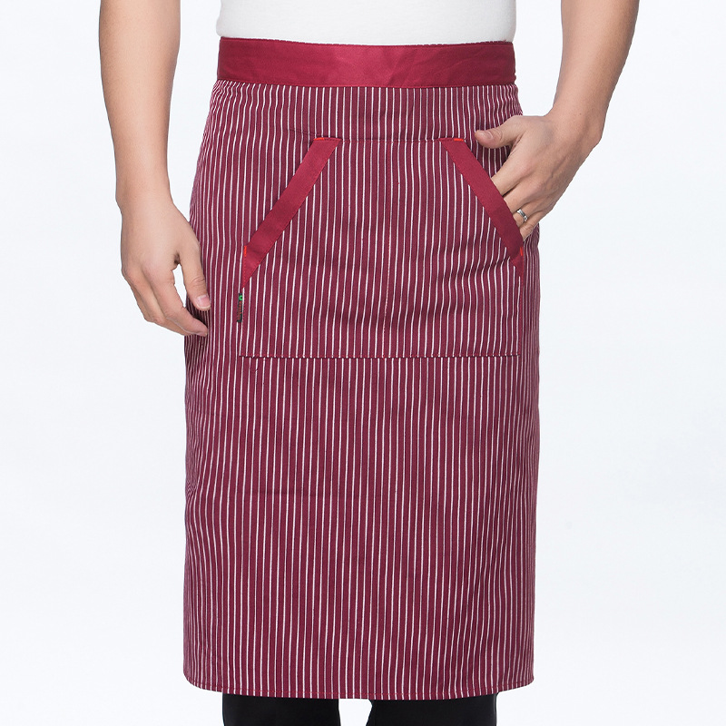 Wholesale Custom Embroidered Logo Mens Work White Blank Cotton Adult Size Barbecue Half Aprons Kitchen Chef