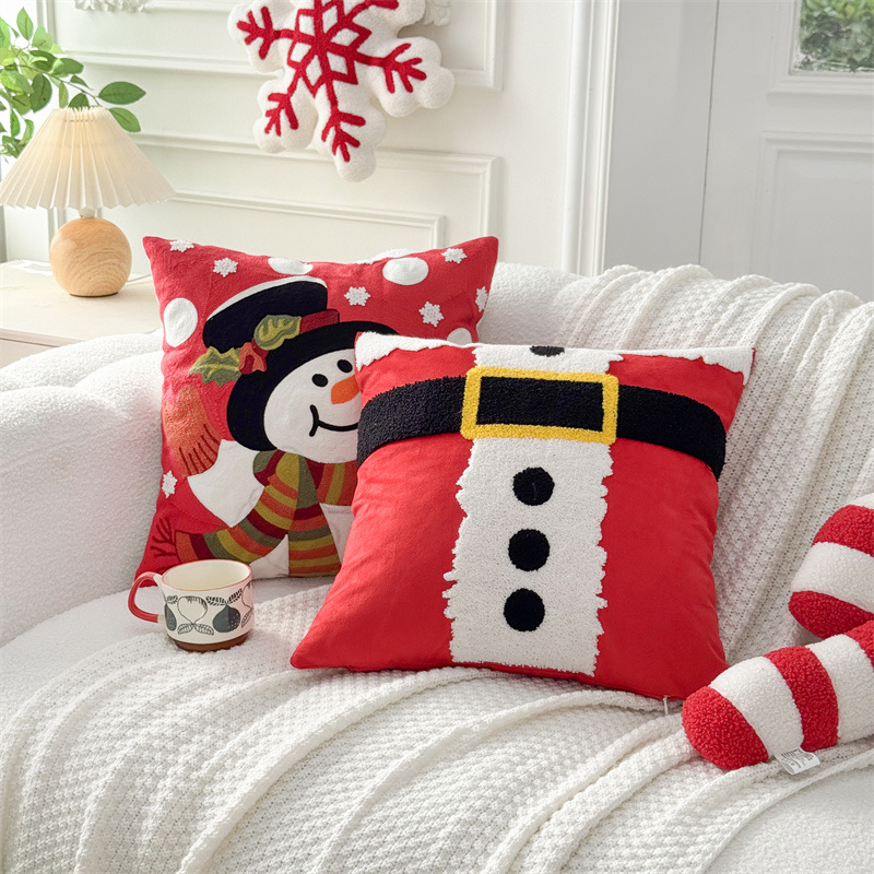 Custom Nordic Polyester Printing Christmas Fawn Snowflake Cushion Covers Modern Sofa Pillow Case for Home