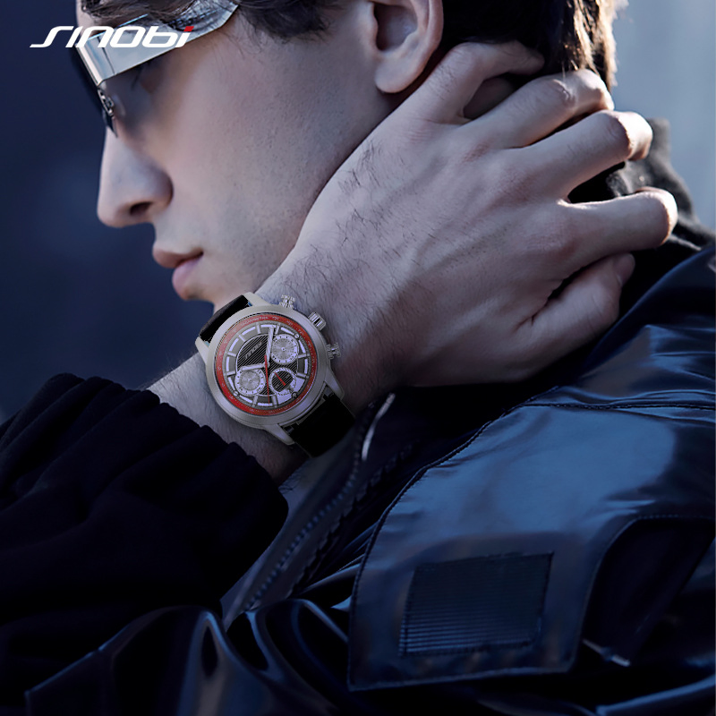 Sinobi S9865g Fashion Causal Men's Stainless Steel Band Design-Forward Multi-Fucntional Quartz Watch