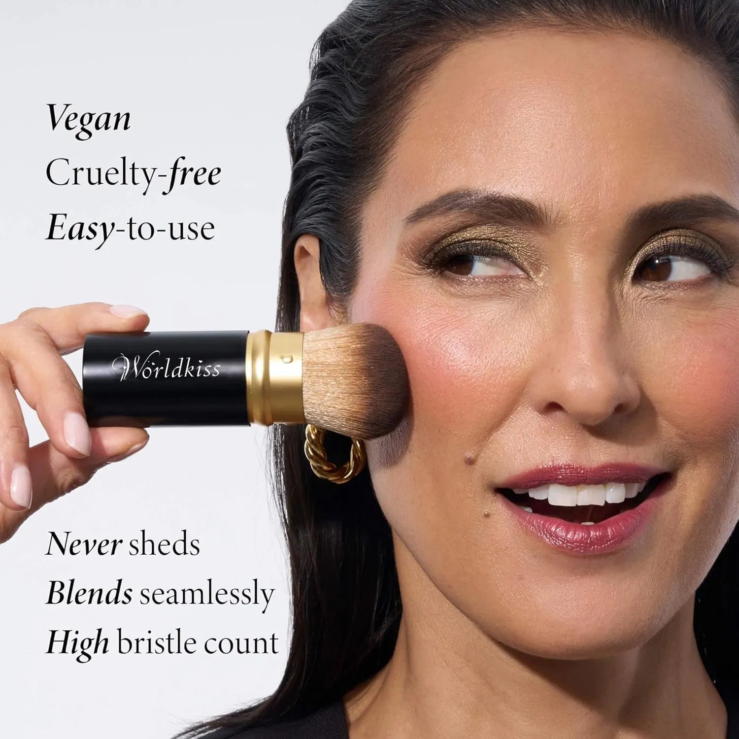 Wholesale Retractable Black Kabuki Face Liquid Cream Powder Cosmetic Brush