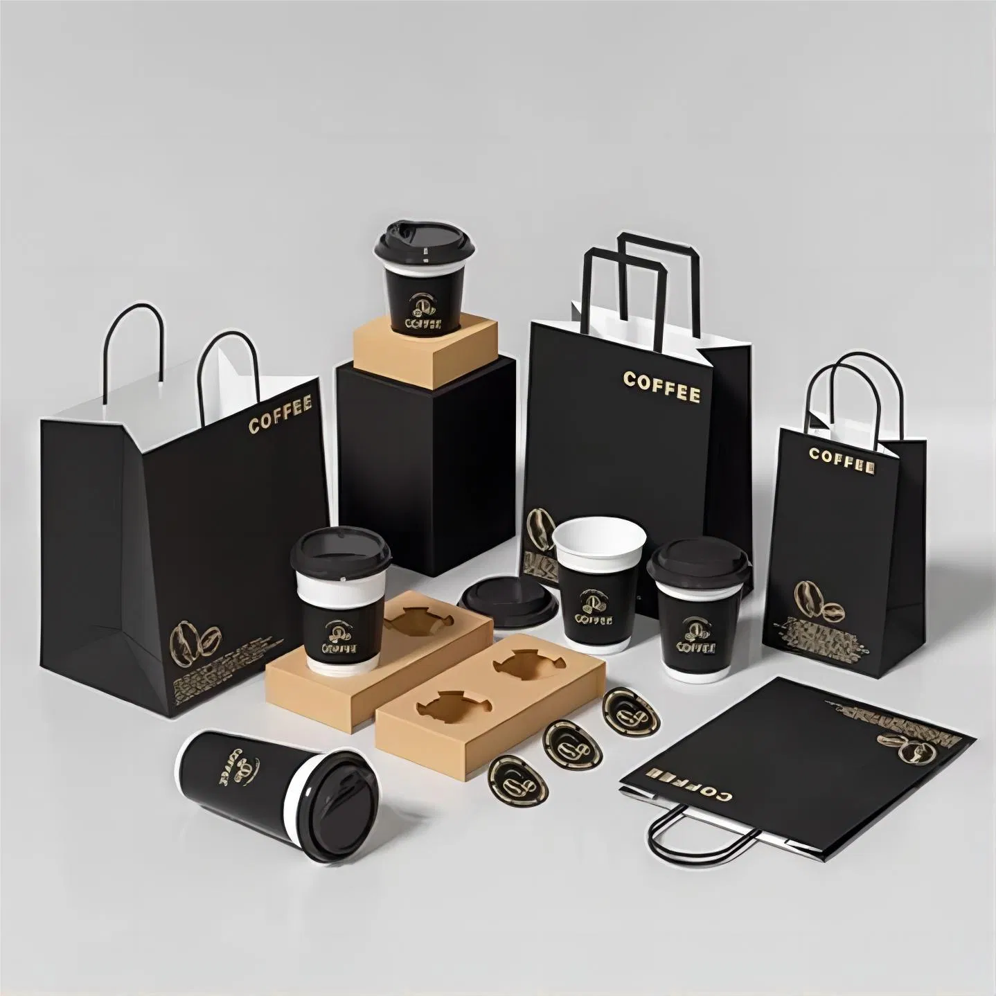 Одноразовые кофейные стаканы 8-16 унций с соломинкой