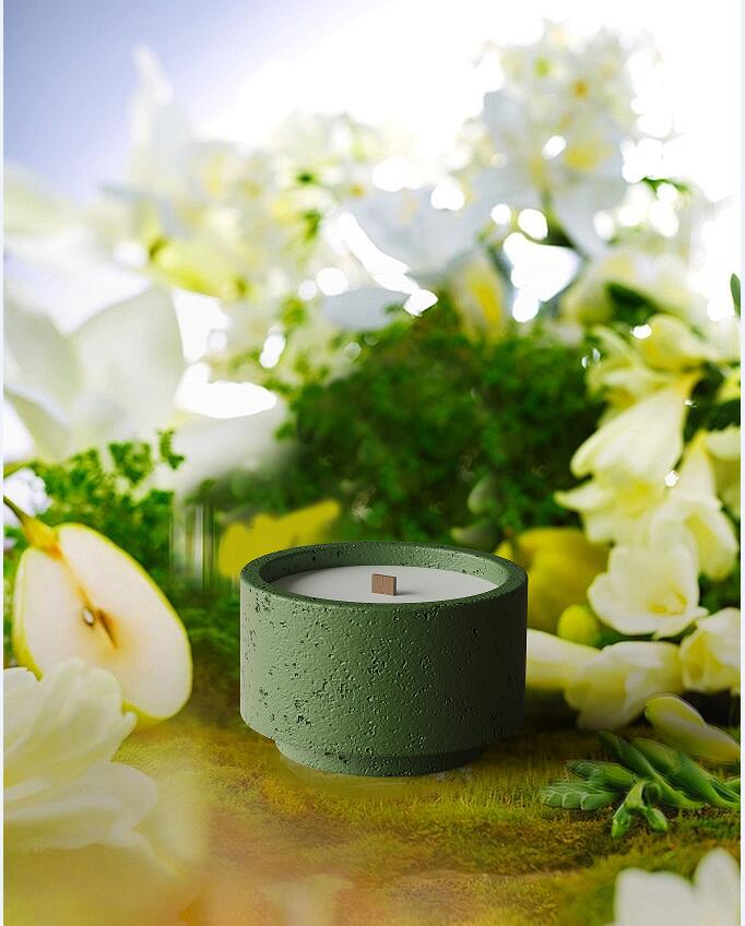 Luxury Cement Soybean Wax Wood Core Scent Fragrance Candles
