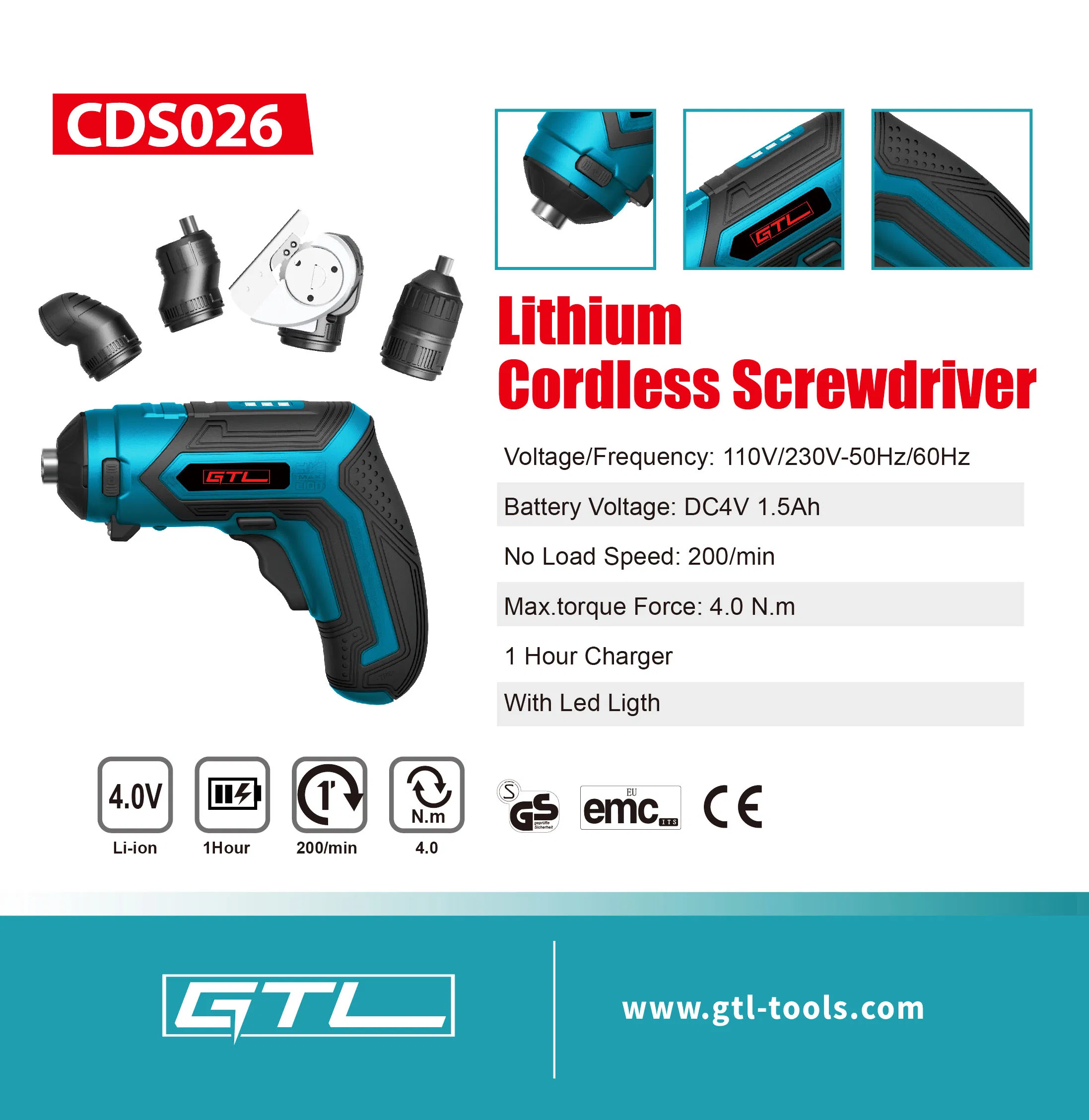 Power Tools 4V Lithium Cordless Screwdriver for Home DIY (CDS026)
