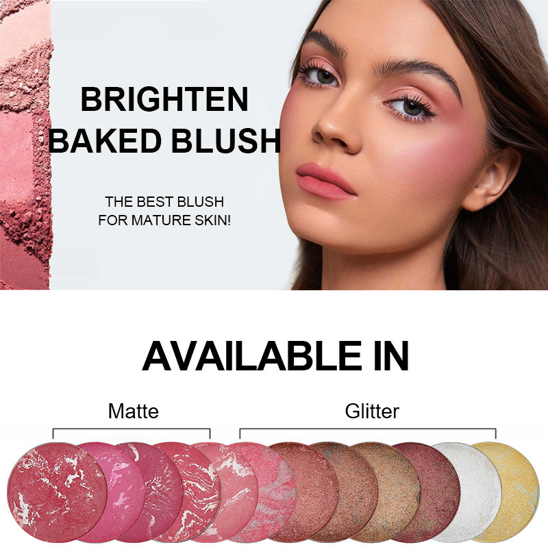 Baked Pink Blush Palette for Face Contour Bronzer Highlighter Wholesale Pressed Powder Blusher Makeup