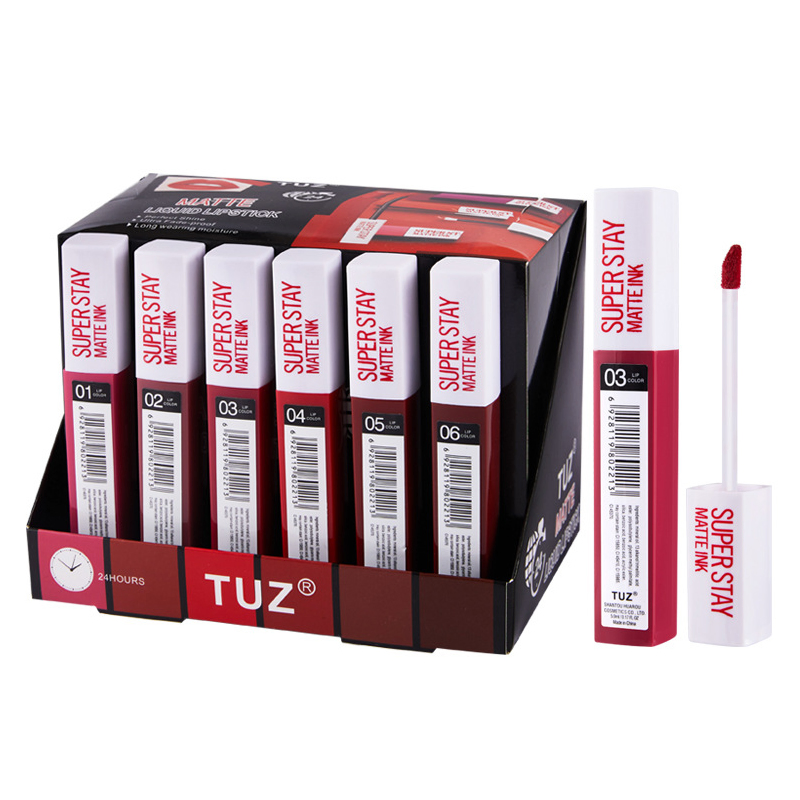 Tuz Non Stick Cup Long Lasting Non Fading Lip Gloss Show Box Liquid Lipstick