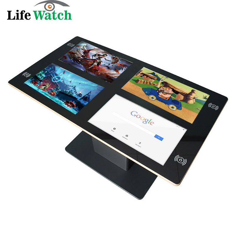 19-Inch Built-in Two Small LCD Screen Game Interactive Table with Wireless Battery Charging