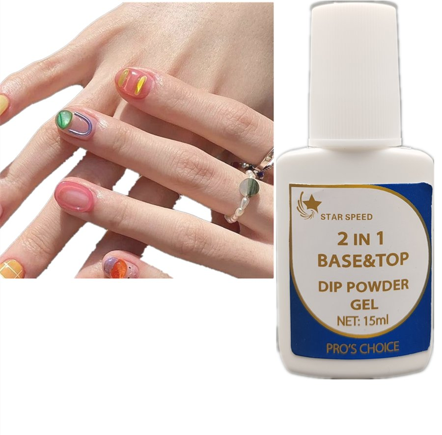 Star Speed Manufacturer Provides Straightly Acrylic Nail Glue Dipping Powder System Liquid Nail Glue Base Coat Top Coat 2 in 1