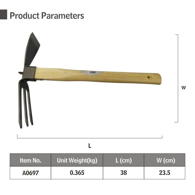 Woodhandle Carbon Steel Two Way Hoe Rake 2in1 Gardenrake