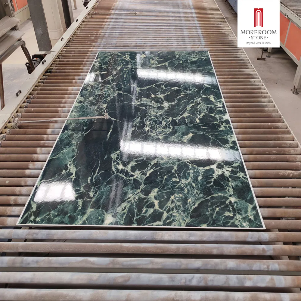 Porcelain Slab Premium Prada Green Marble Tiles for Luxury Worktop Surfaces Decoration