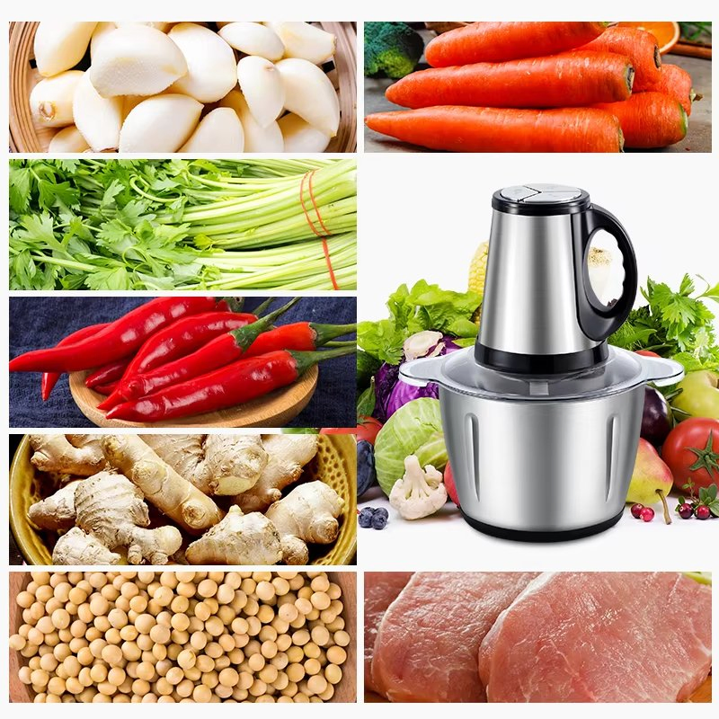 Small Best Meat Home Kitchen Chopper Food Grinders Stainless Steel Chopper Automatic 2L 3L Electric Meat Grinder for Sale