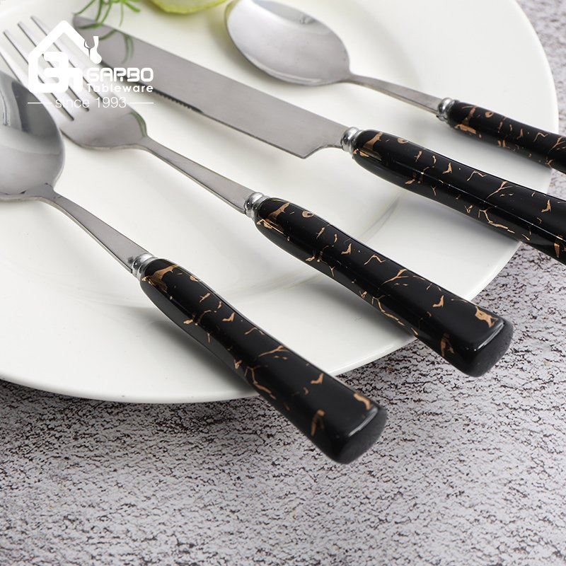 Marble Mirror Polish Stainless Steel Cutlery Matt Cake Fork Set High Quality Dinner cutlery Set