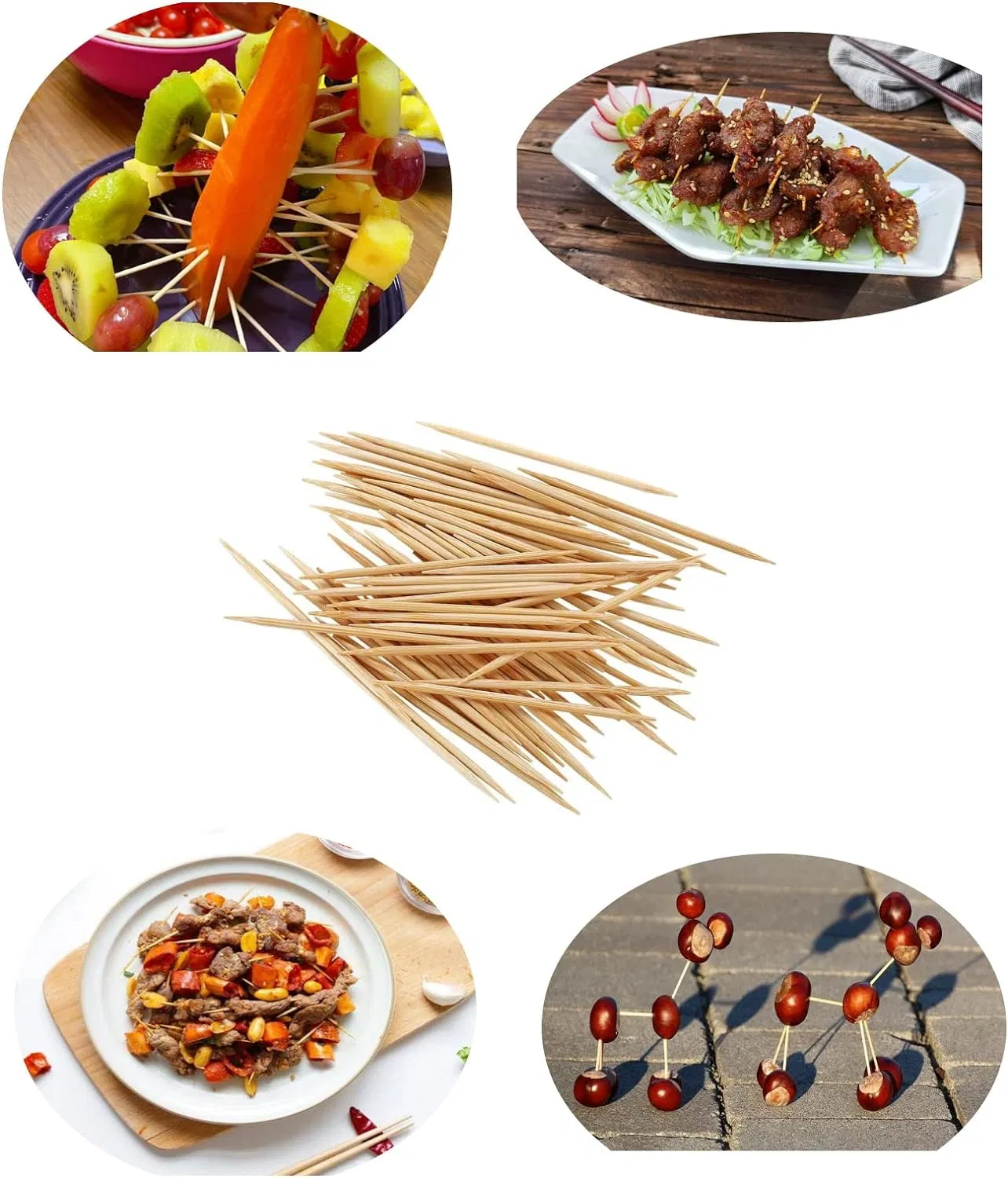 Heart-Shaped Bamboo Cocktail Toothpicks for Cakes and Desserts