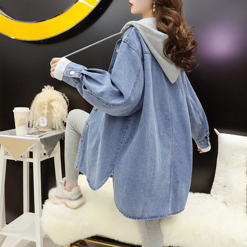 Куртка женская джинсовая удлиненная больших размеров S-XL