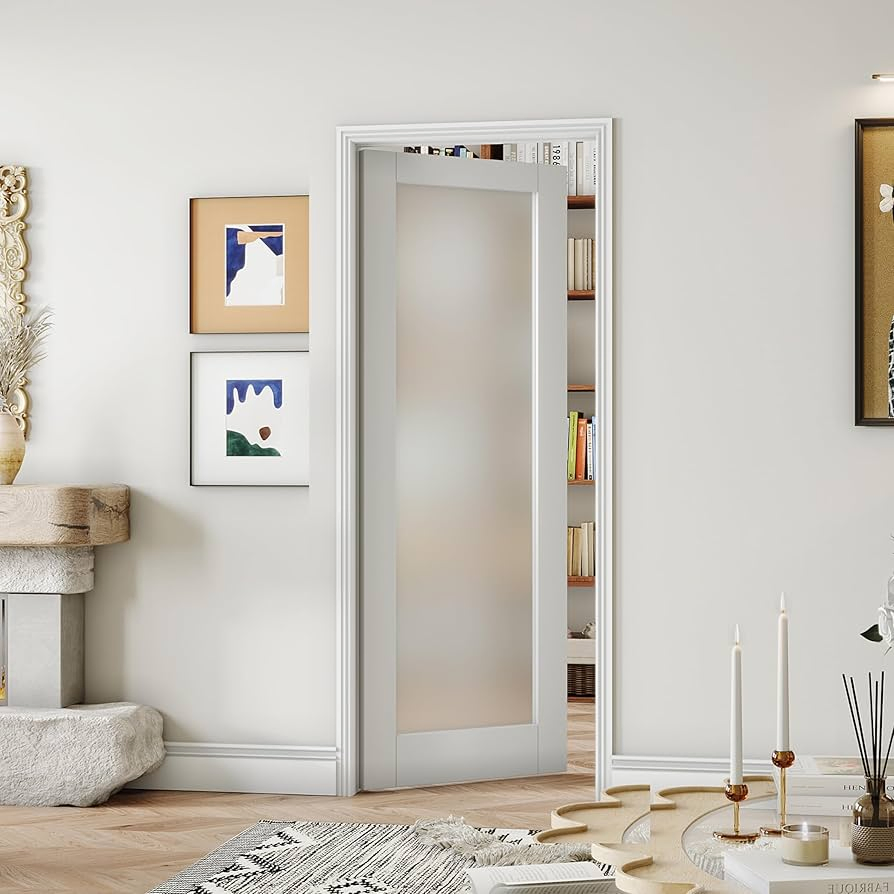 Interior Doors American Modern Indoor Composite White Finished Fireproof Glass Wood Door