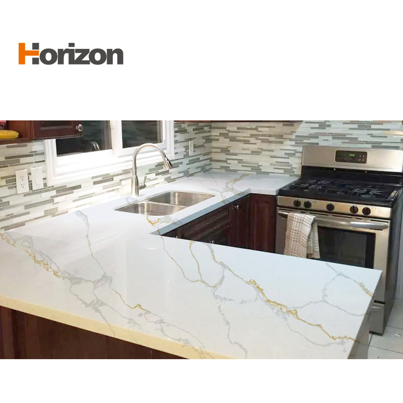Calacatta Gold Thickness 15/18/20/30mm Ultra White Background Quartz Stone