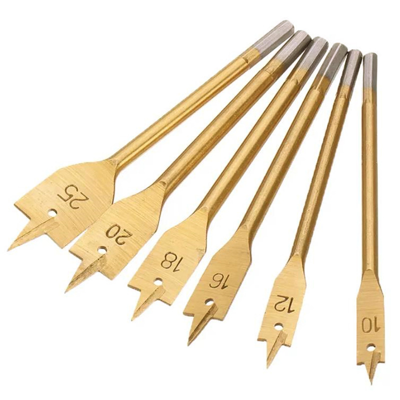 Titanium Coated 6 Pieces Flat Wood Spade Bit