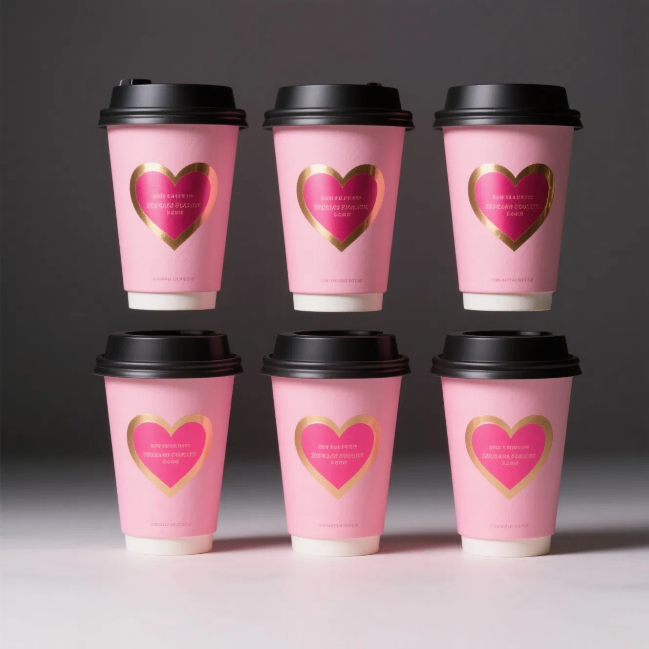 Customizable Gold Foil Stamped Disposable Coffee Cups with Lids