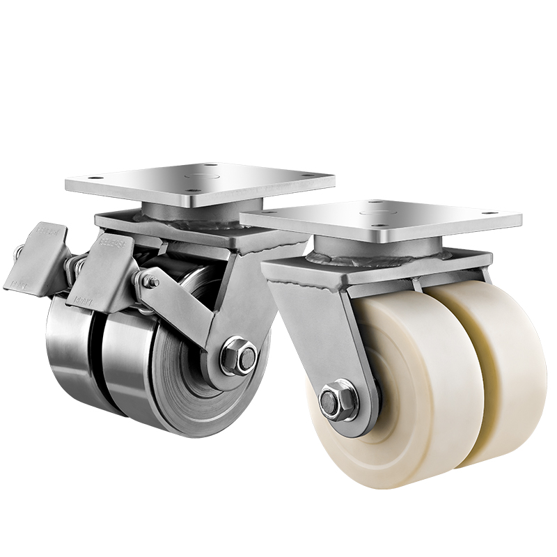4/5/6/8/10/12" Extra Heavy Duty High Loading industrial Caster PU/Nylon/Solid Steel Twin Wheel Caster