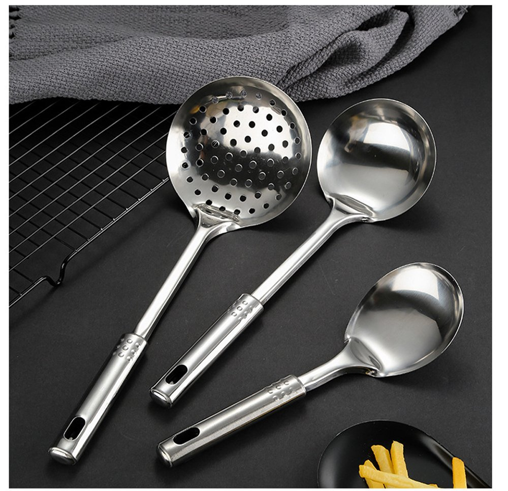 Stainless Steel Cooking Utensils Set Include Slotted Spoon, Large Spoon, Spatula & More