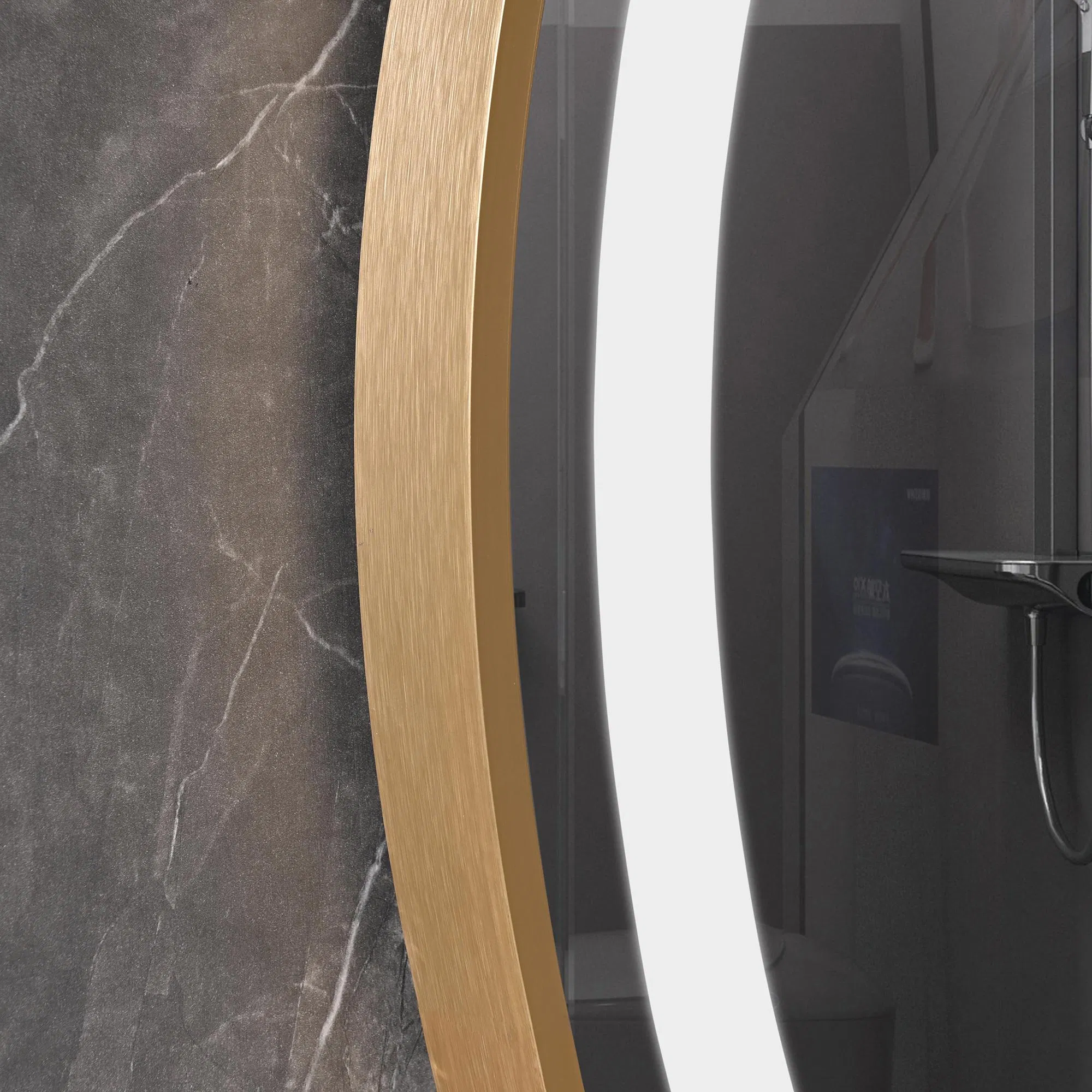 Gold Sandblasted 60×80 Oval LED Wall-Mounted Bathroom Vanity Mirror Espejos