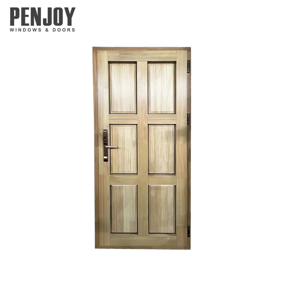 Penjoy Factory Customize High Quality Aluminum Clad Wood Door House Exterior Door