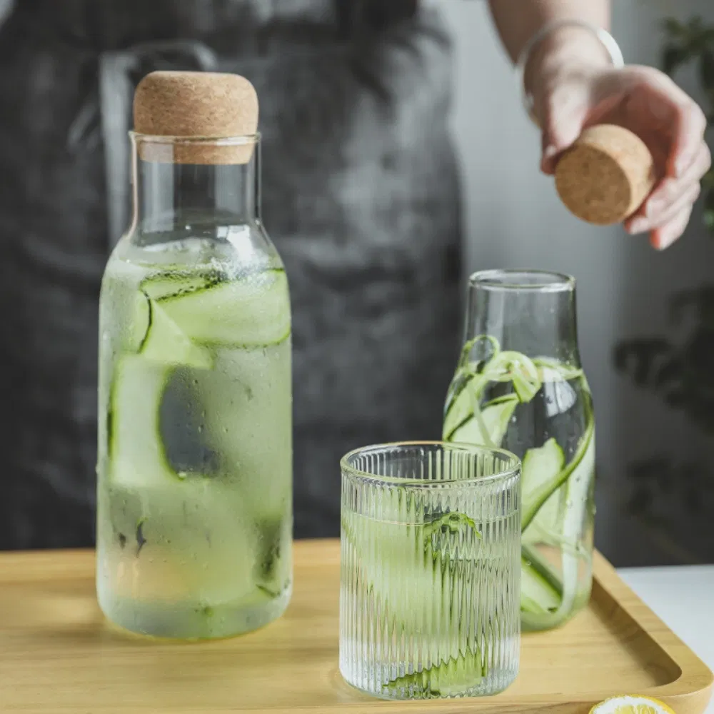 Clear Large Round Custom Logo Cold Water Drinking High Borosilicate Glass Milk Container Bottle Storage Jar