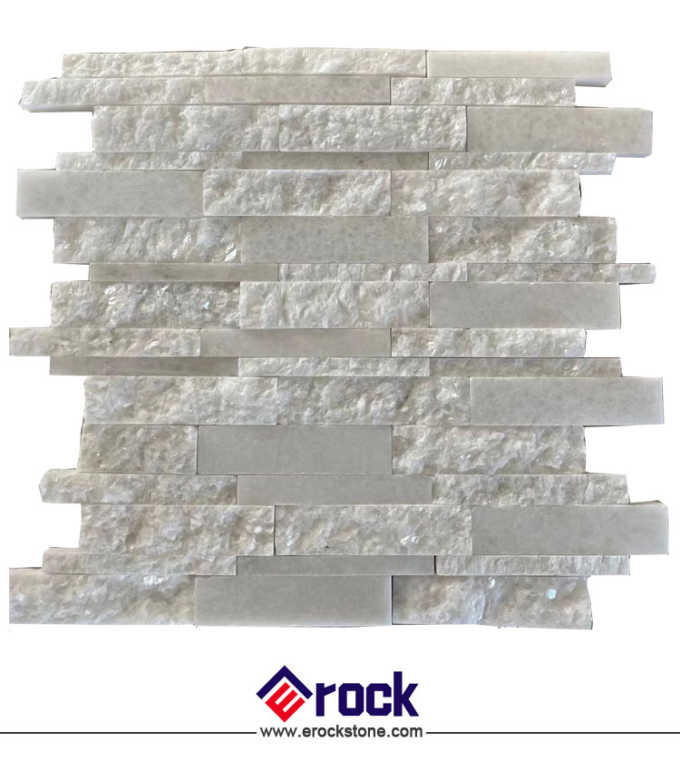 Stacked Stone Panels Ivory White Quartzite Stone Veneers for Wall Tiles