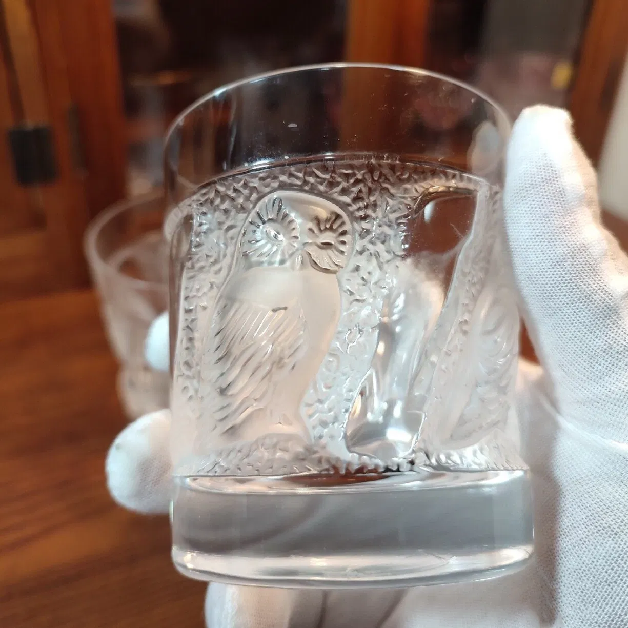 Owl Design Thick Transparent Rock Crystal Glass Whiskey Tumbler Set of 2 with Rim for Wine and Vodka Packed in a Luxury Gift Box