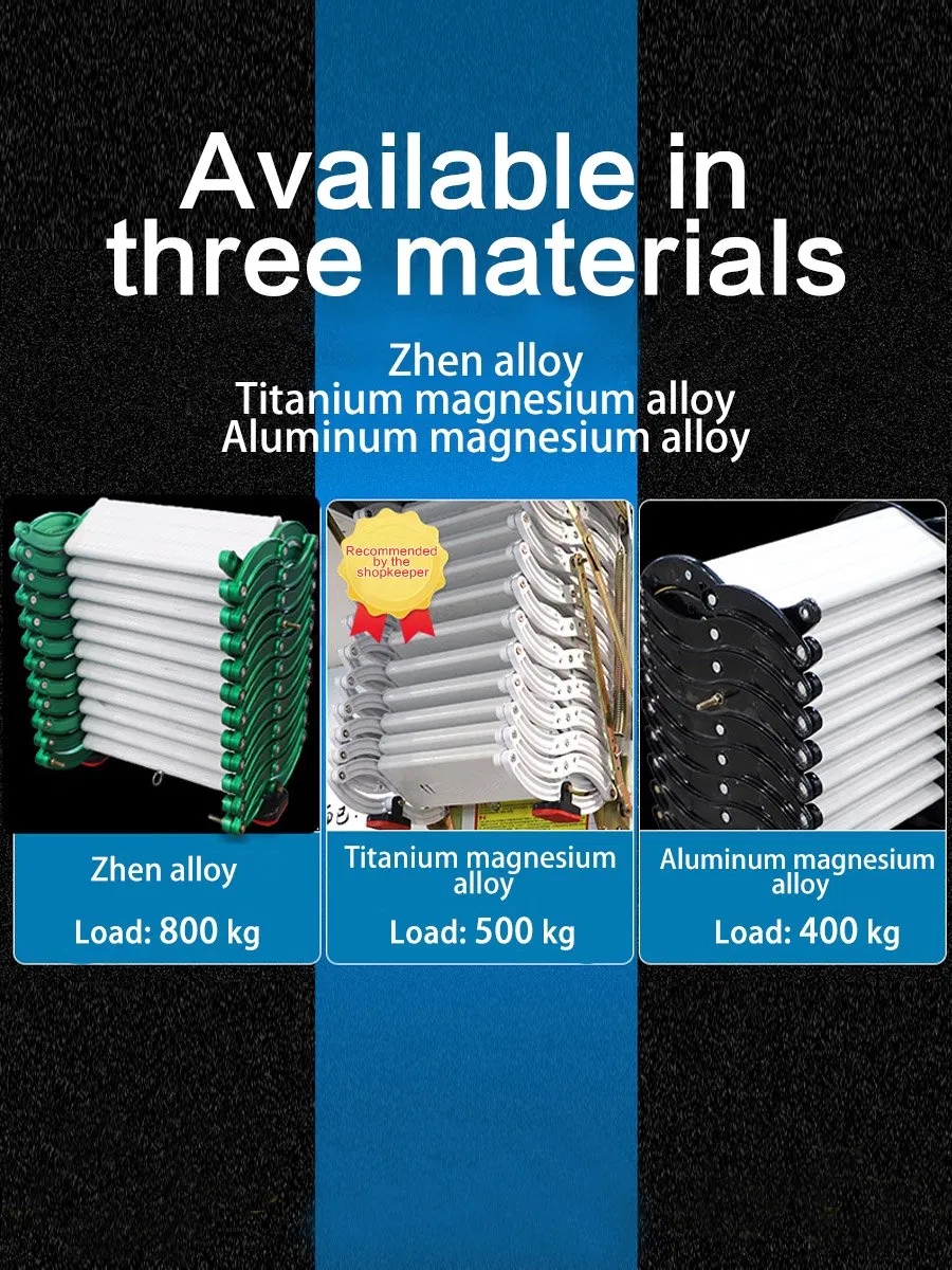 Outside Stairs Telescopic Staircase Attic Home Indoor and Outdoor Platform Wall Hanging Folding Simple Shrinkage Thickened Fire Escape Ladder