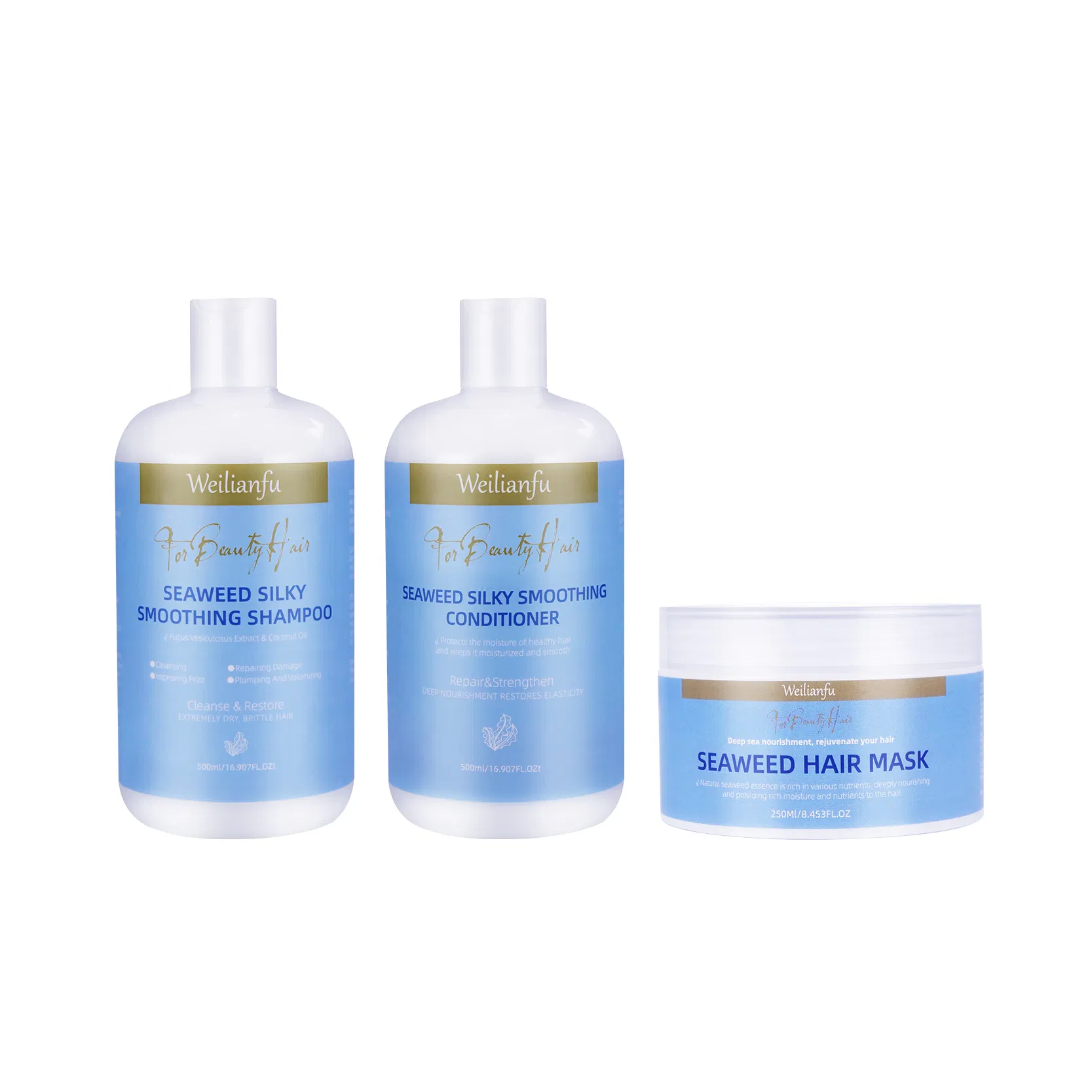 Organic Seaweed Hair Care Kit Biodegradable Shampoo & Silky Smooth Conditioner for All Hair Types