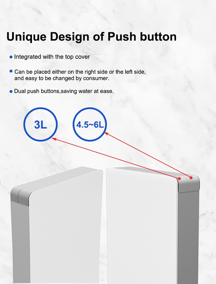 European Style Concealed Cistern Dual Flush Glass Cistern for Hotels Toilet Water Tank