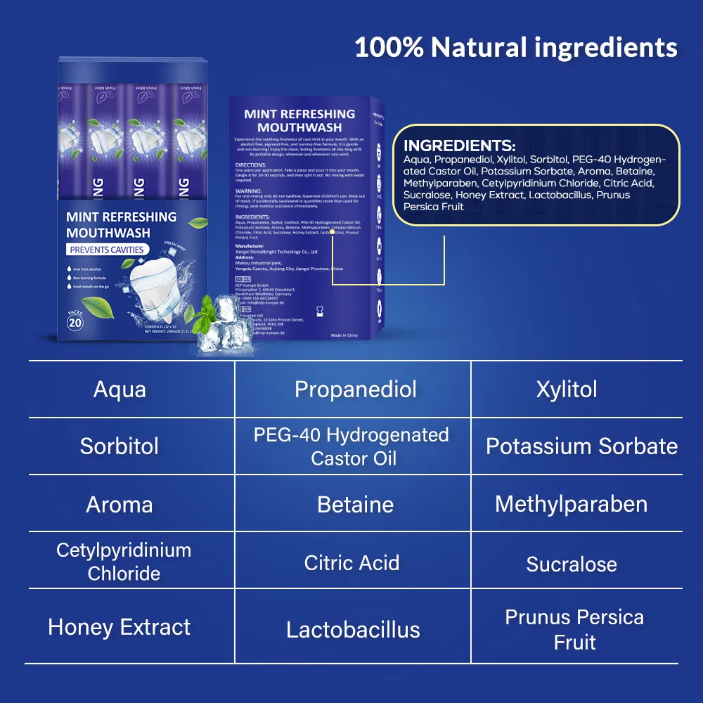 Single-Use Mint Mouthwash - Portable Fresh Breath