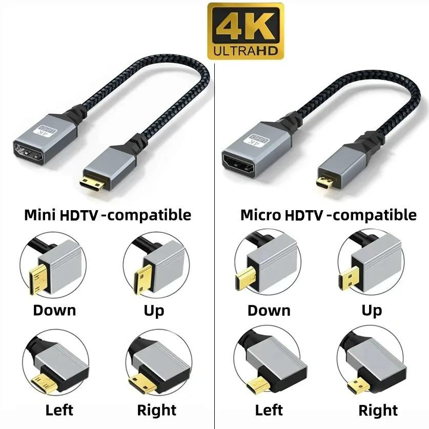 Micro HDTV to HDTV Audio Video Cable 4K 60Hz Male Male Extension Spiral Cable for Computer Laptop MacBook Camera HDTV Projector