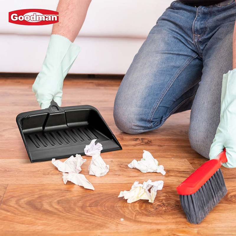 Mini Eco-Friendly Mini Handheld Broom and Dustpan Set Black Pet Plastic Broom Head for Household and Hotel Use