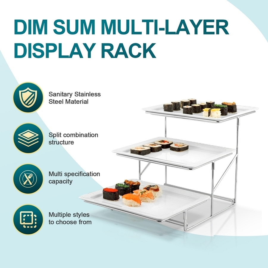 Heat-Resistant Three-Layer Shallow Dessert Rack Cake Cold Food Display Stand