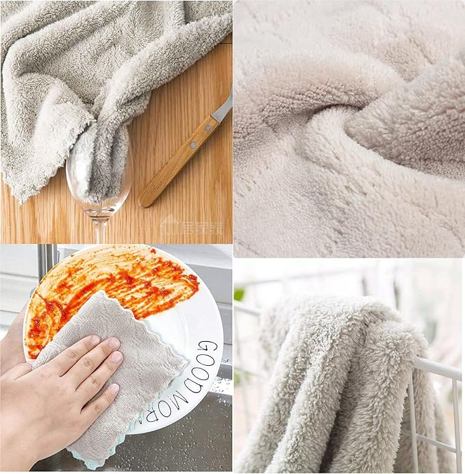 Microfiberkitchen Towel Quick Dry Washcloth Coral Velvet Dishtowel