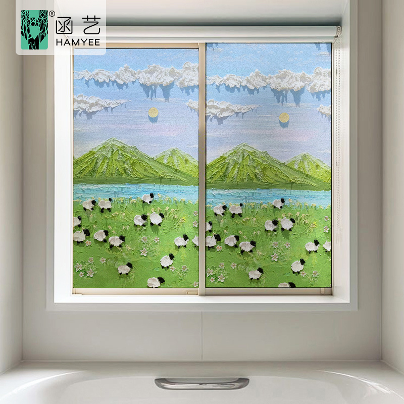 Stained Glass Film for Windows Stained Glass Printing Adhesive Sticker Stained Glass Decorative Film Self Adhesive Printing Window Film