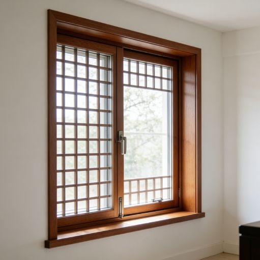 Chinese-Style Antique Solid Wood Composite Windows, Custom Sizes Available