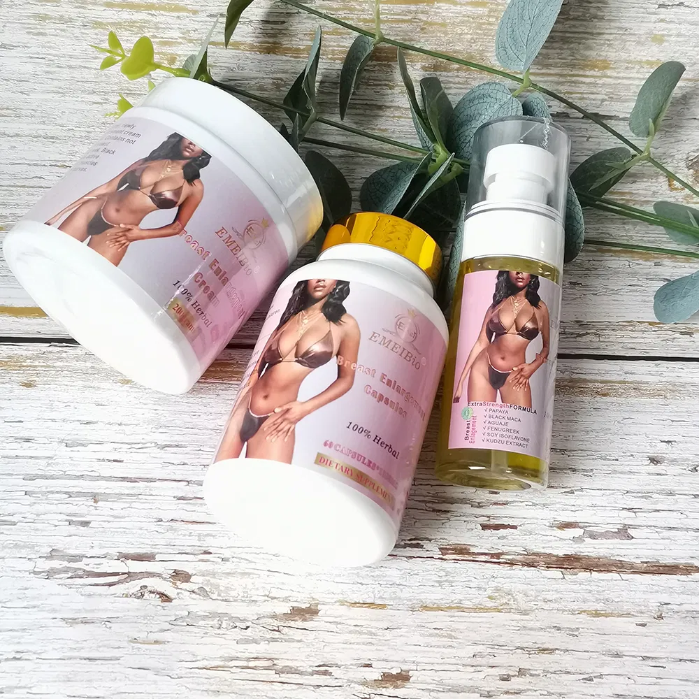 High Quality Best Price Herbal Extract Breast Enlargement Oil and Cream No Side Effects Breast Enhancement Oil Set