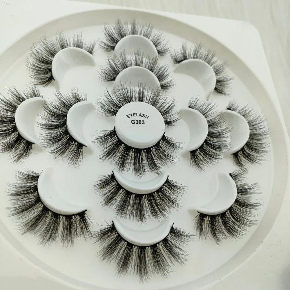 Imitation Mink False Eyelashes 7 Pairs of Lotus Plate 3D Chemical Fiber Eyelashes Natural Thick False Eyelashes